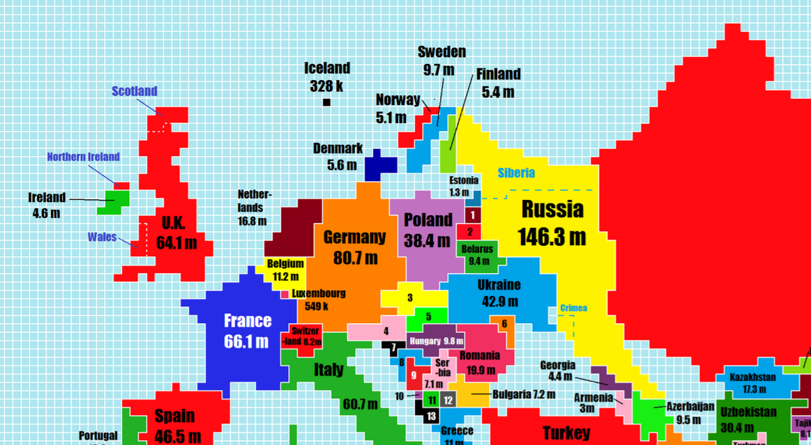 World Map Scaled To Population